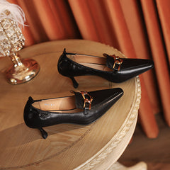 Ila Black Heeled Loafers Newgew