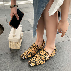 Hiba Square Toe Leopard Flats Newgew