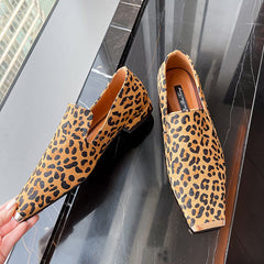 Hiba Square Toe Leopard Flats Newgew