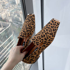 Hiba Square Toe Leopard Flats Newgew