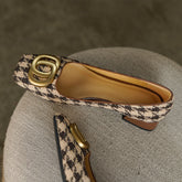 Ivey Brown Square Toe Plaid Flats newgew