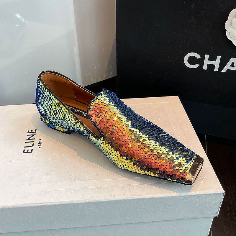 Hala Gold Sequin Flats Newgew