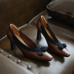 Giana Brown Leather Heels Newgew