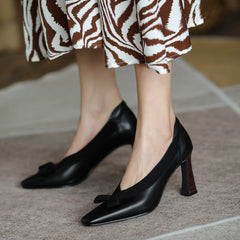 Giana Black Heels with Bow Newgew