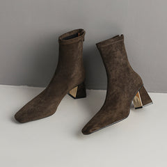 Mae Olive Green Sock Ankle Boots newgew