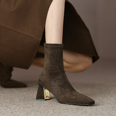 Mae Olive Green Sock Ankle Boots newgew