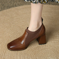 Ivy Brown Square Toe Heels newgew