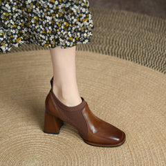 Ivy Brown Square Toe Heels newgew