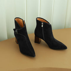 Harli Black Block Heel Ankle Boots Newgew