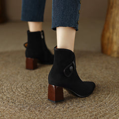 Harli Black Block Heel Ankle Boots Newgew