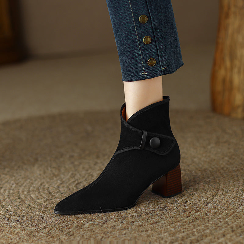 Harli Black Block Heel Ankle Boots Newgew