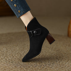 Harli Black Block Heel Ankle Boots Newgew