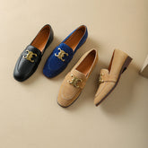 Cataleya Womens Suede Loafers with Chain Newgew