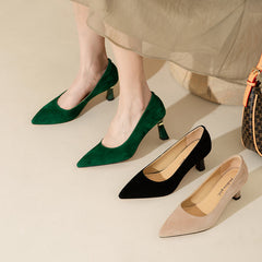 Hera Suede Novelty Heel Handmade Pumps Newgew