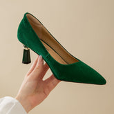 Hera Suede Novelty Heel Handmade Pumps Newgew