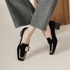 Indy Black Suede Loafers with Heels Newgew