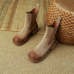 Haya Tan Chelsea Lug Sole Combat Boots Newgew