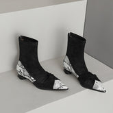 Isha Black Snakeskin Pointed Toe Ankle Boots Newgew