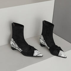 Isha Black Snakeskin Pointed Toe Ankle Boots Newgew