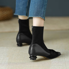 Isha Black Suede Pointed Toe Ankle Boots Newgew