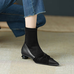 Isha Black Suede Pointed Toe Ankle Boots Newgew
