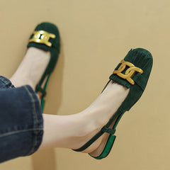 Daliyah Suede Slingback Flats with Tassel and Chain NEW GEW