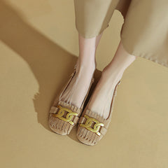 Daliyah Suede Slingback Flats with Tassel and Chain NEW GEW