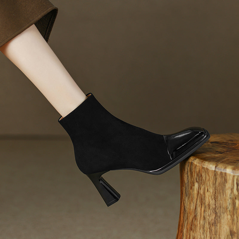 Holly Square Toe Ankle Boots Black Newgew