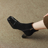 Holly Square Toe Ankle Boots Black Newgew