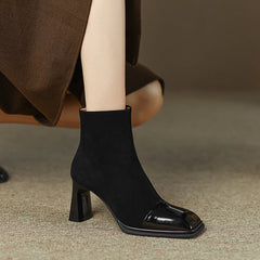 Holly Square Toe Ankle Boots Black Newgew