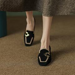 Isra Suede Low Heel Loafers Black newgew