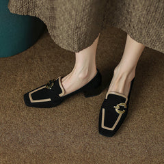 Isra Suede Low Heel Loafers Black newgew