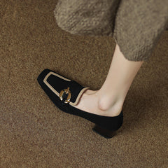 Isra Suede Low Heel Loafers Black newgew