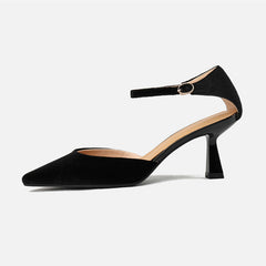 Freja Black Velvet Heels Newgew