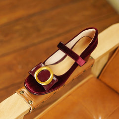 Inaya Mary Jane Burgundy Velvet Heels Newgew