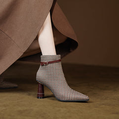 Myra Vintage Brown Plaid Boots newgew