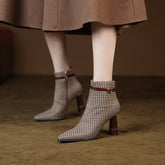 Myra Vintage Brown Plaid Boots newgew