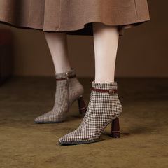 Myra Vintage Brown Plaid Boots newgew