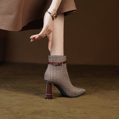 Myra Vintage Brown Plaid Boots newgew