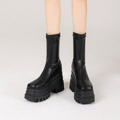 Nancy Black Platform Sock Boots newgew