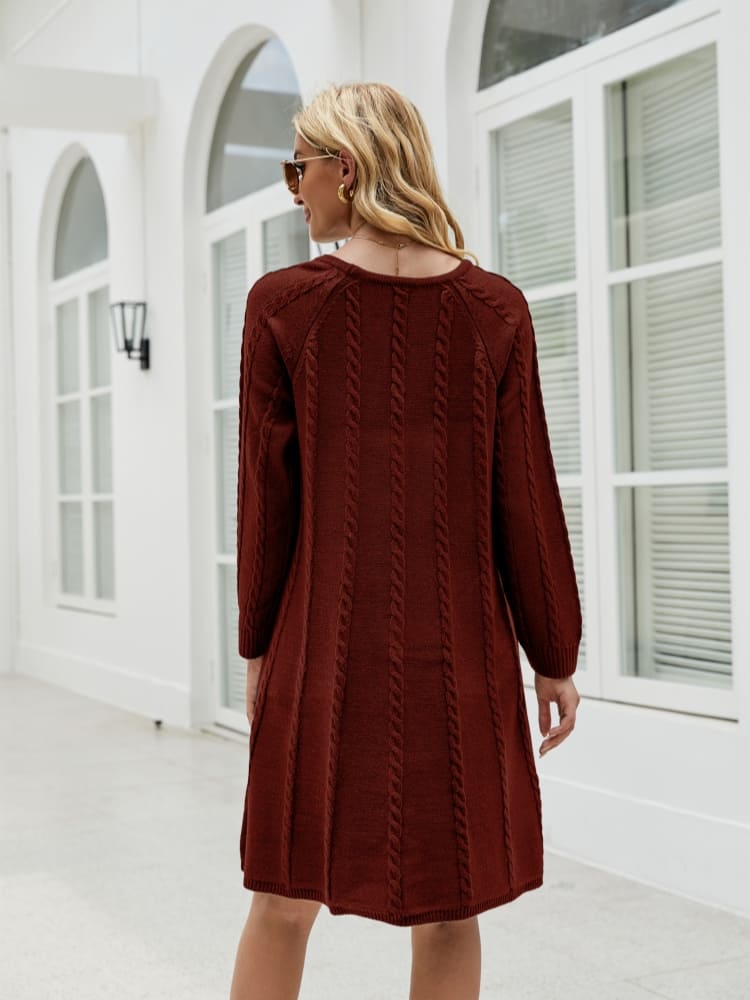 Stylish Solid Color A-Line Knit Dress Newgew Dresses