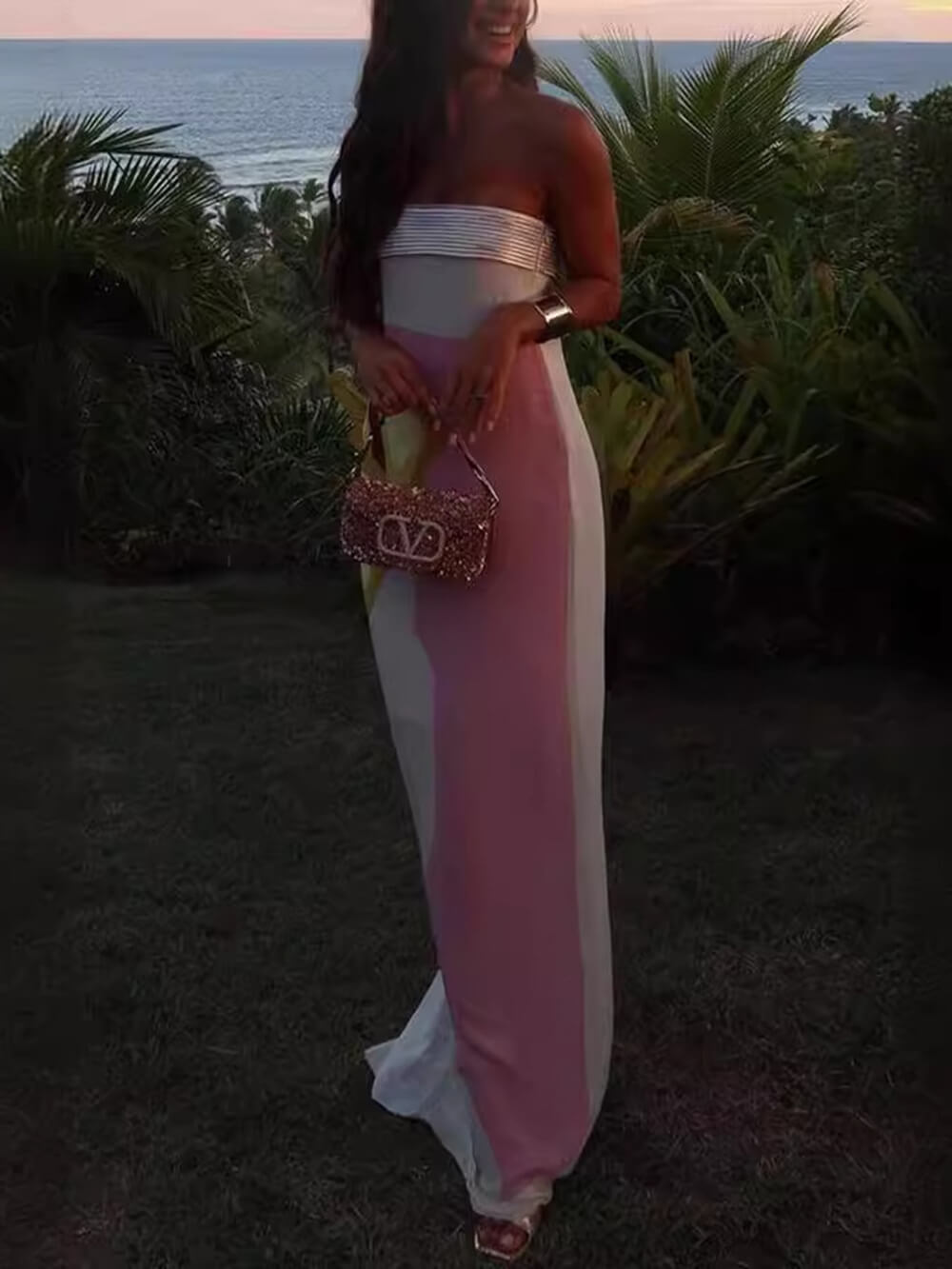 Summer Chest-Wrapped Printed Floor-Length Maxi Dress Newgew Dresses