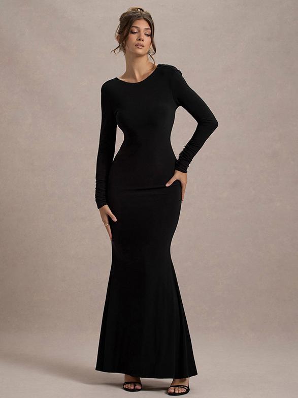 Backless Butterfly Bow Long Sleeve Bodycon Dress Newgew Dresses