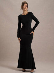 Backless Butterfly Bow Long Sleeve Bodycon Dress Newgew Dresses