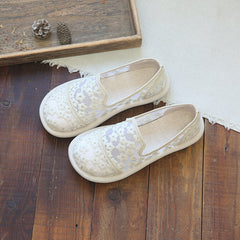 Women Retro Breathable Embroidery Canvas Flats Newgew Shoes