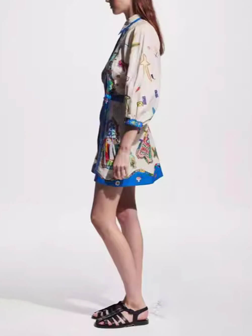 Temperament Peplum Printed Cardigan Dress Newgew Dresses