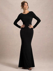 Backless Butterfly Bow Long Sleeve Bodycon Dress Newgew Dresses