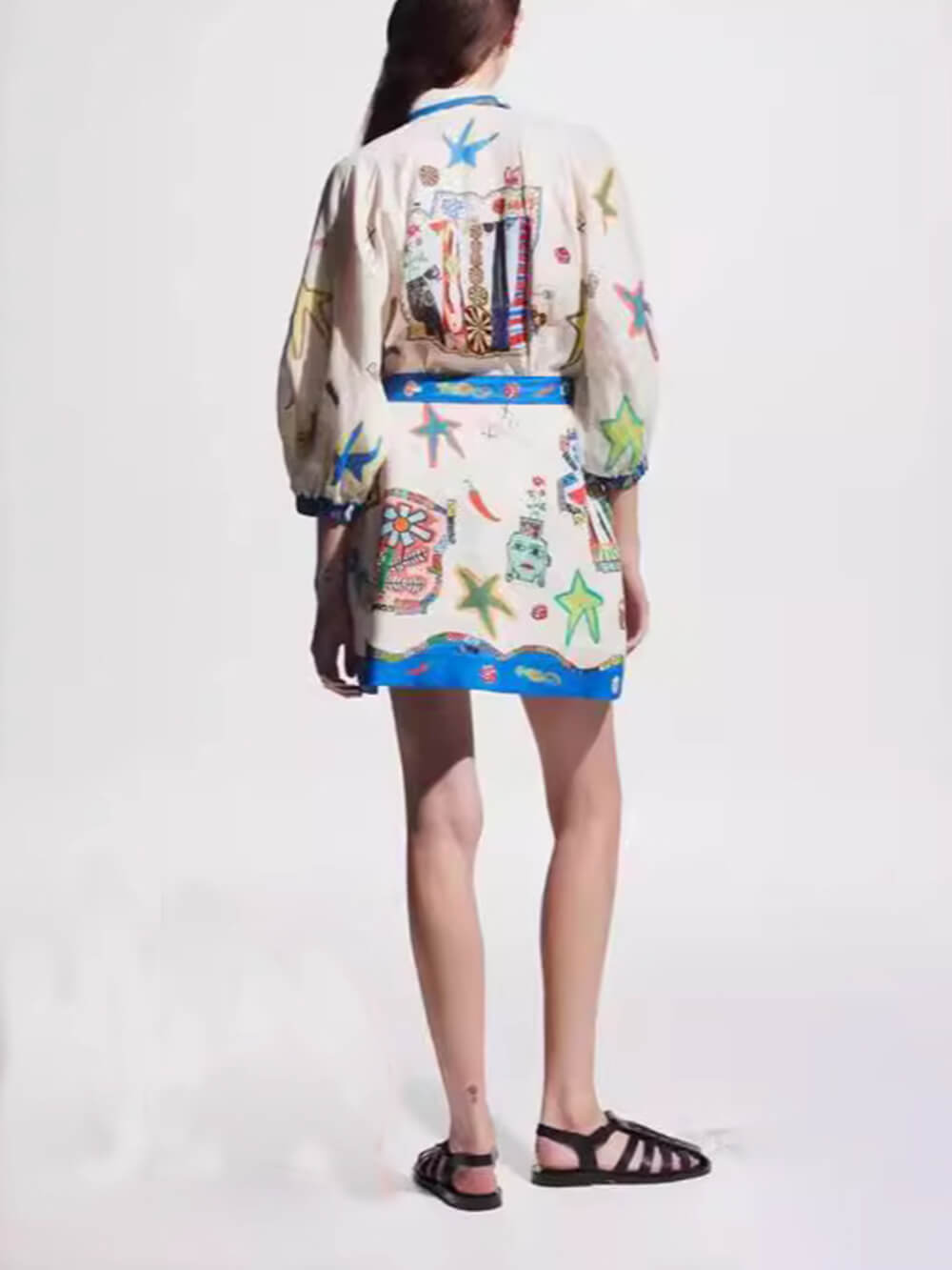 Temperament Peplum Printed Cardigan Dress Newgew Dresses