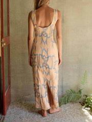 Signature Printed Hoop-Embellished Sleeveless Midi Dress Newgew Dresses