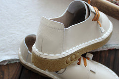 Women Retro Soft Cowhide Leather Casual Shoes Newgew Shoes